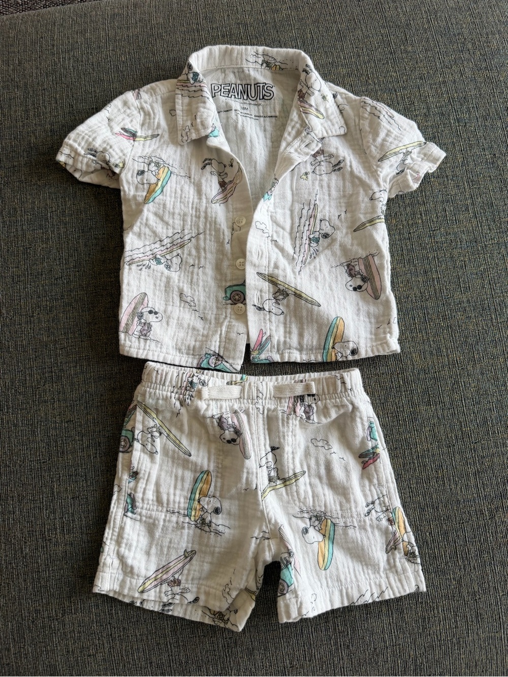 Peanuts White Snoopy Surf Short Set for Baby